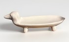 Small White Ceramic Dachshund Dog Shaped Ring Holder Jewelry Trinket Dish — photo 1