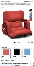 yeyeyeyyee Wide Stadium Seat Red Back Support Portable Cup Holder