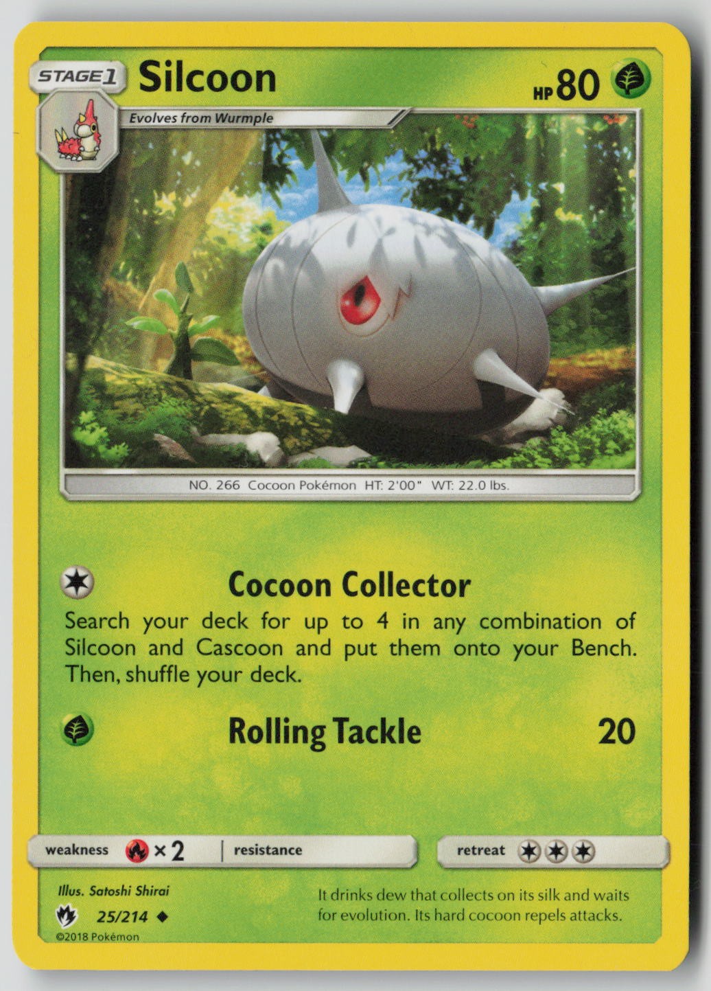 Silcoon 25/214 Uncommon Lost Thunder Pokemon LP