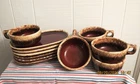 Vintage 6 HULL OVEN PROOF Brown Drip Pottery Snack Sets Soup / Chili Bowl, Plate