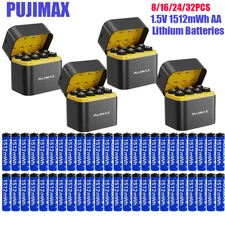 1.5V 8/16/24/32/40 PCS 1512mWh AA Rechargeable Lithium Battery Fast Charger Box