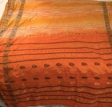 Iridescent Bollywood Elegant Sari Tangerine Dream w/Gold Accents 18 Ft x44" EXC