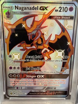 2019 POKEMON SUN & MOON HIDDEN FATES SV63 FA/NAGANADEL GX HIDDEN