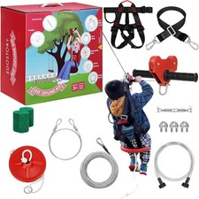 EDOSTORY 160 Feet Backyard Zip Line Kit for Kids and Adult Outdoor