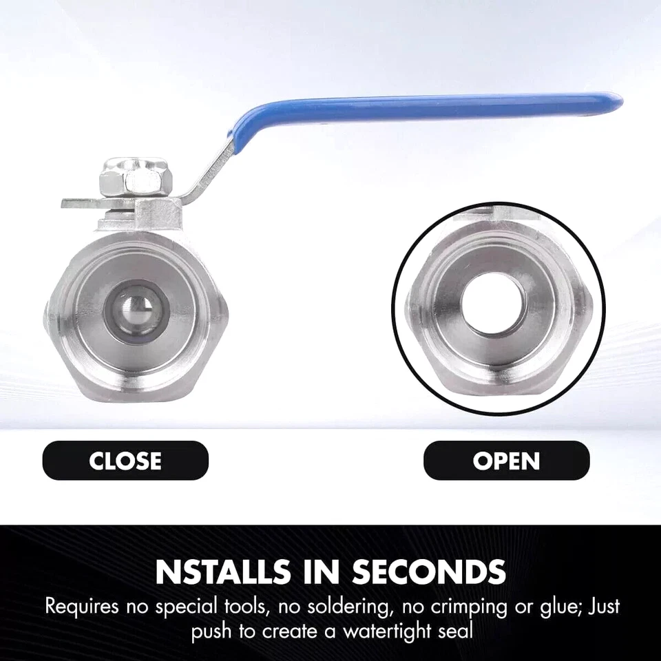 2pack 1/4" Ball Valve REDUCED Port 316 Stainless Steel   1000 WOG - Image 4 of 4