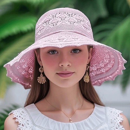 Ladies Foldable Sun Cap Beach Wide Brim Floppy Straw Hat Spring Summer Sun Hat - Picture 12 of 17