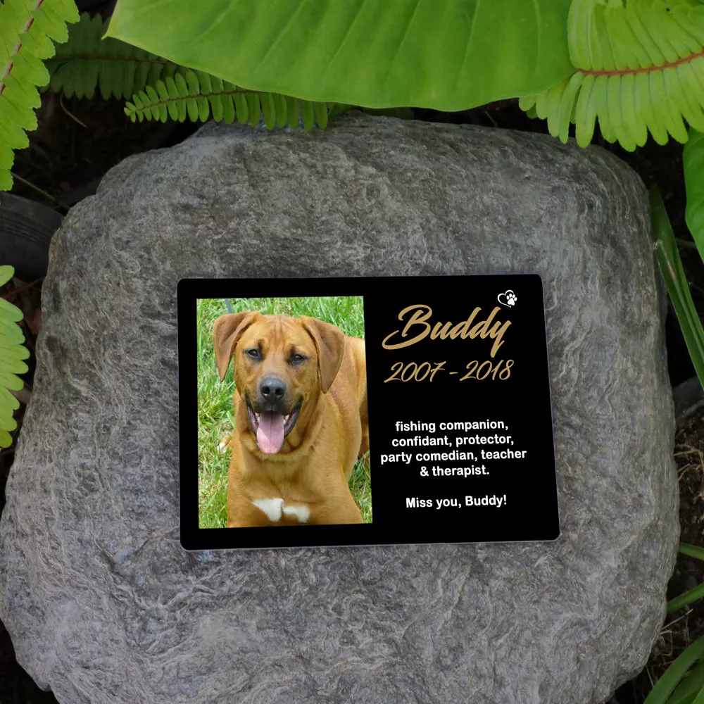 Personalised Cat Dog Pet Memorial Garden Plaque. Your Photo Words. UV Resist HG