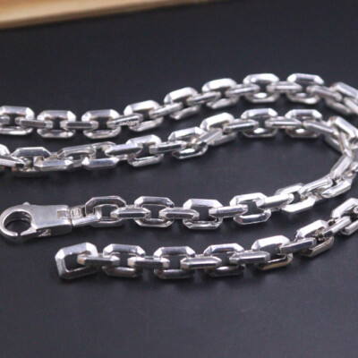 Pure 925 Sterling Silver Necklace Men Women 6mm Cable Chain Link