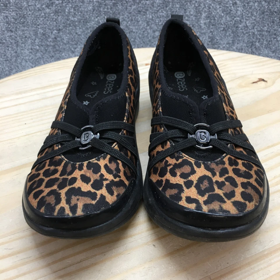 Zapatos Bzees para mujer 8 W Rosie estampado animal informales sin cordones planos marrón negro Foto 4 de 4