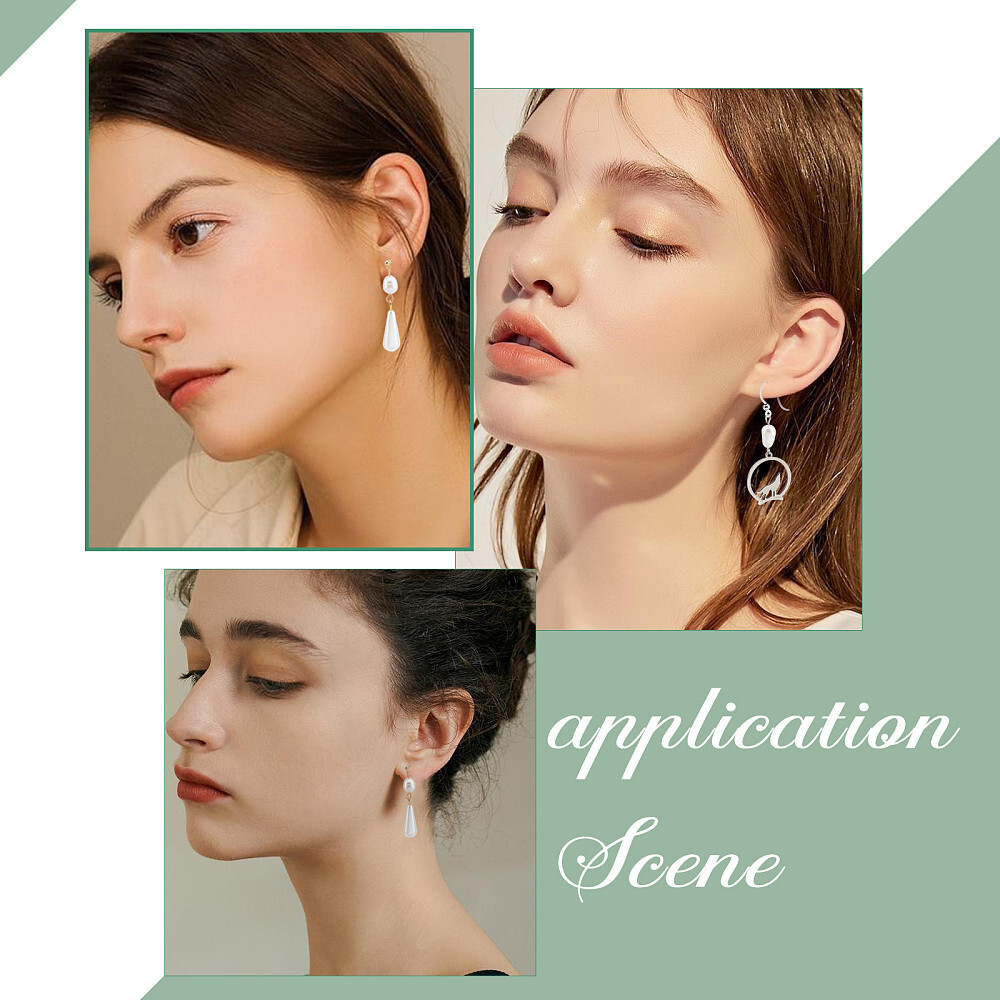 1box 160pcs 2 colors Clear Stud Earring Plastic Ear Wire Hooks Metal Head Resin