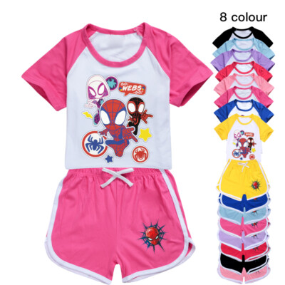 Mädchen Jungen Spiderman Stacy Gwen T-Shirt Trainingsanzug Set Top Shorts Outfit
