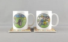 Tennis Coffee Mug Cup Player "Game Set Match" Wondermugs Heat Activated Set of 2