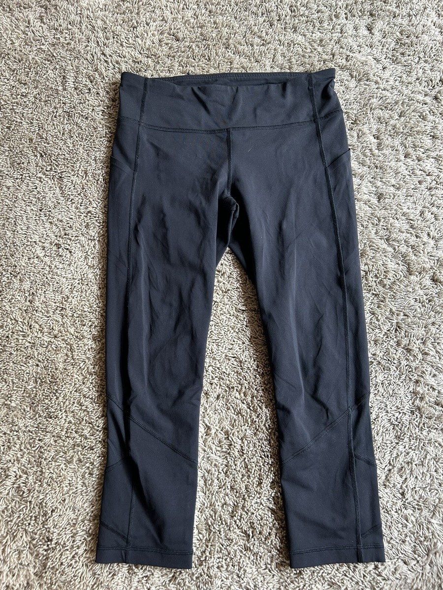 LULULEMON size 8 PACE CROPPED Athletic Tights X10416 BLACK