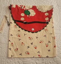 Retro Santa Claus Christmas Fabric Bag NWT