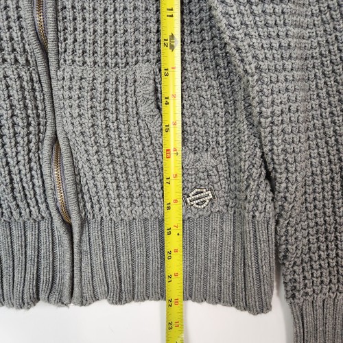 Harley Davidson Sweater Womens Sz S Gray Full Zip Knitted Embroidered Motorcycle - Picture 11 of 14