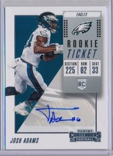 JOSH ADAMS - 2018 Contenders Rookie VARIATION Ticket AUTO SP - ND - Eagles RC