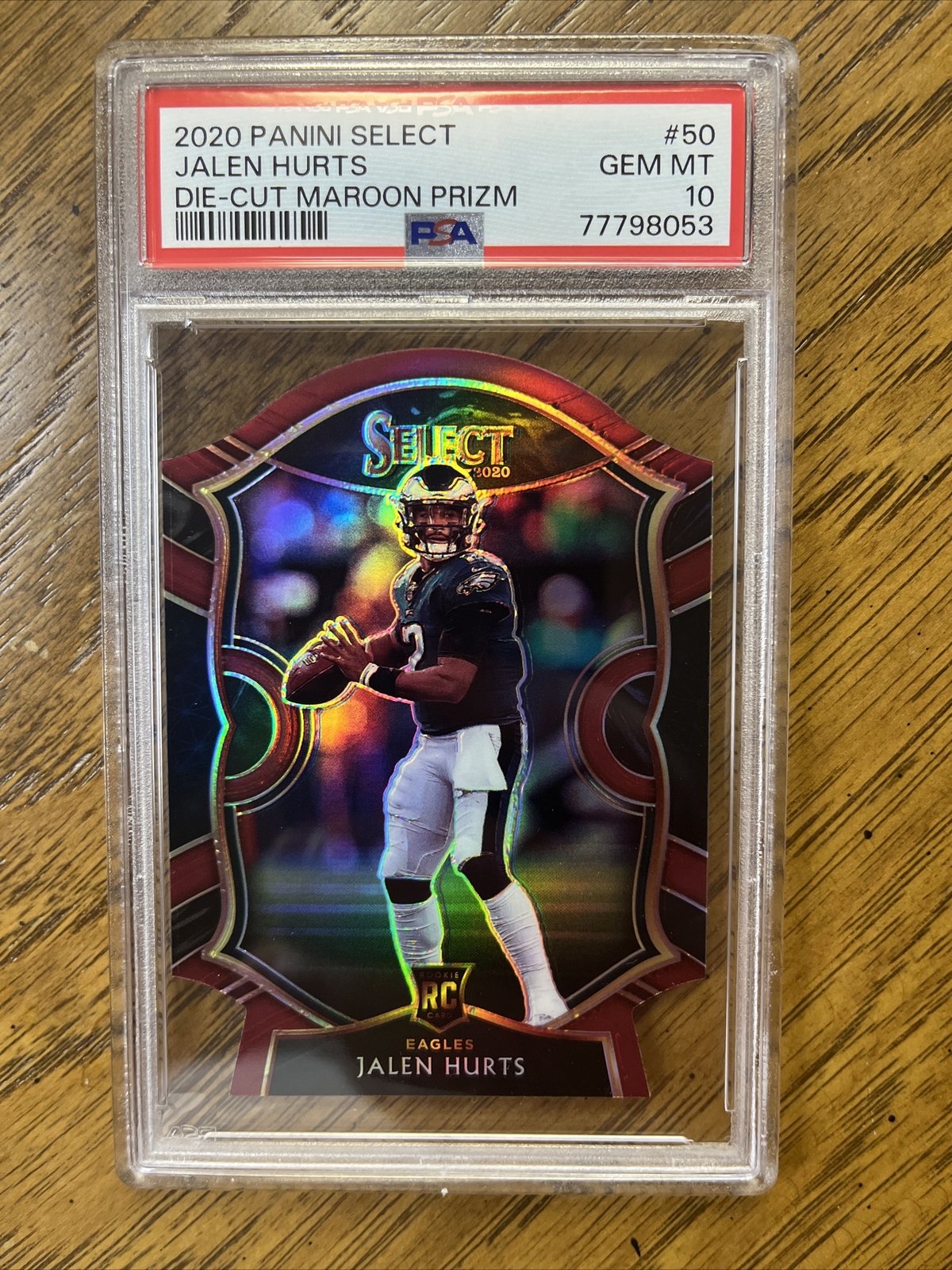 2020 Select Jalen Hurts RC Die Cut Maroon Prizm PSA 10 Gem Mint #50