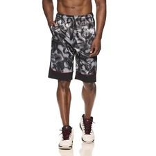 AND1 Mens Basketball Gym Court Workout Shorts Black Gray Red