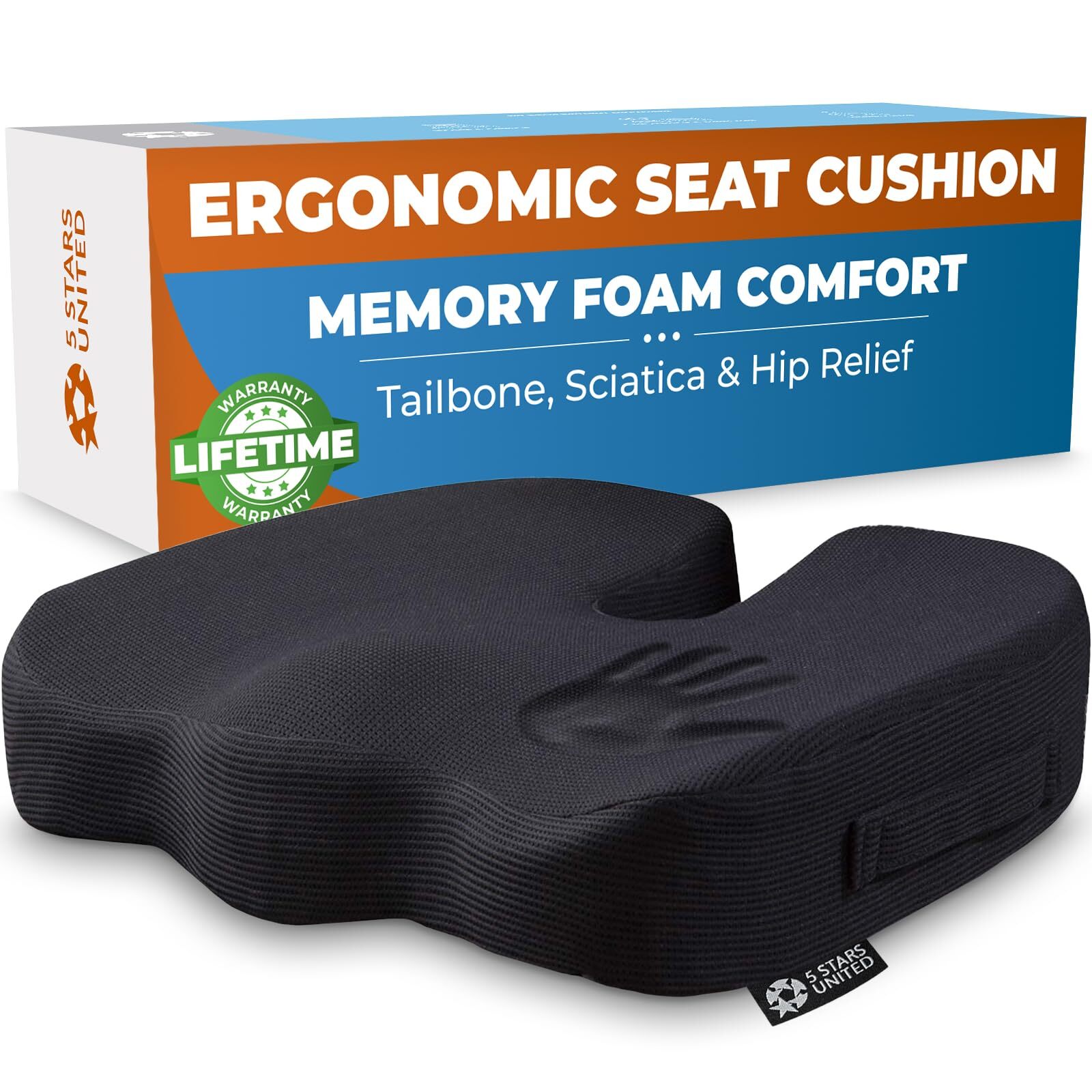 Seat Cushion for Desk Chair - Tailbone, Coccyx Sciatica Pain Relief - Office ...