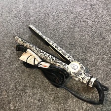 FHI Heat Go Styling Iron 1" Flat Iron White Black Paisley Tested Working