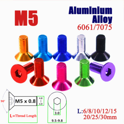 M5 Aluminum Alloy Countersunk Bolts Hex Socket Screw Allen Key Socket Screws 
