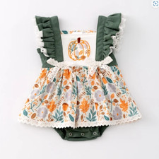 NEW Boutique Baby Girls Pumpkin Ruffle Romper Jumpsuit