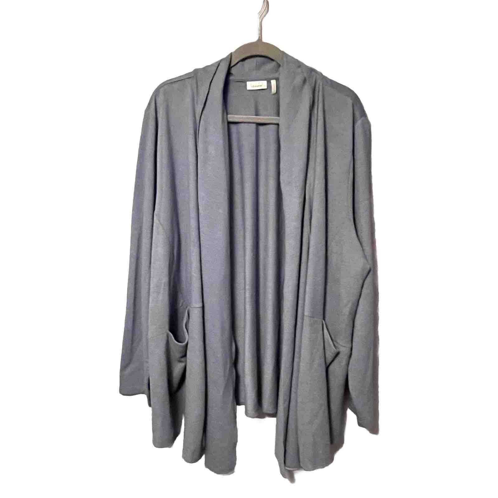 LOGO by Lori Goldstein Lounge Open Cardigan French Terry Size 3X Light Blue