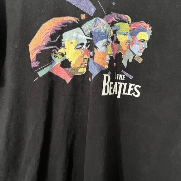 Hanes The Beatles Crew Neck Short Sleeve Black Reprint T