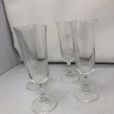 Champagne Flutes Vintage France set of 4 clear 7” Tall MCM Cottage No Chips