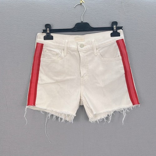 Mother NWOT women’s The Sinner frayed denim shorts whipping cream pink racer 25 - Picture 5 of 10