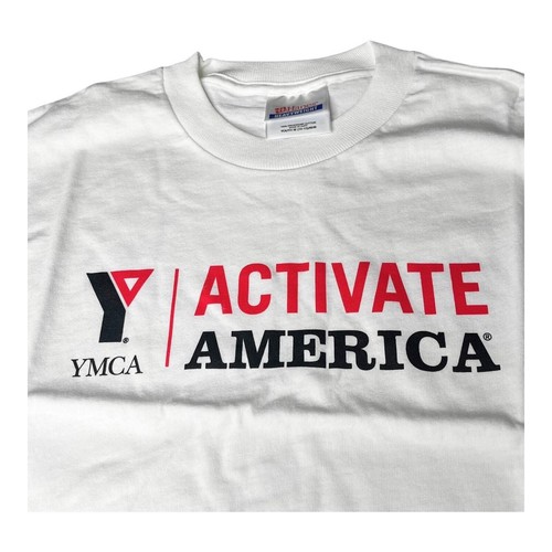 NEW Hanes YMCA Activate America T SHIRT Youth 100% Cotton Boys Girls M 10/12 TEE - Picture 3 of 9