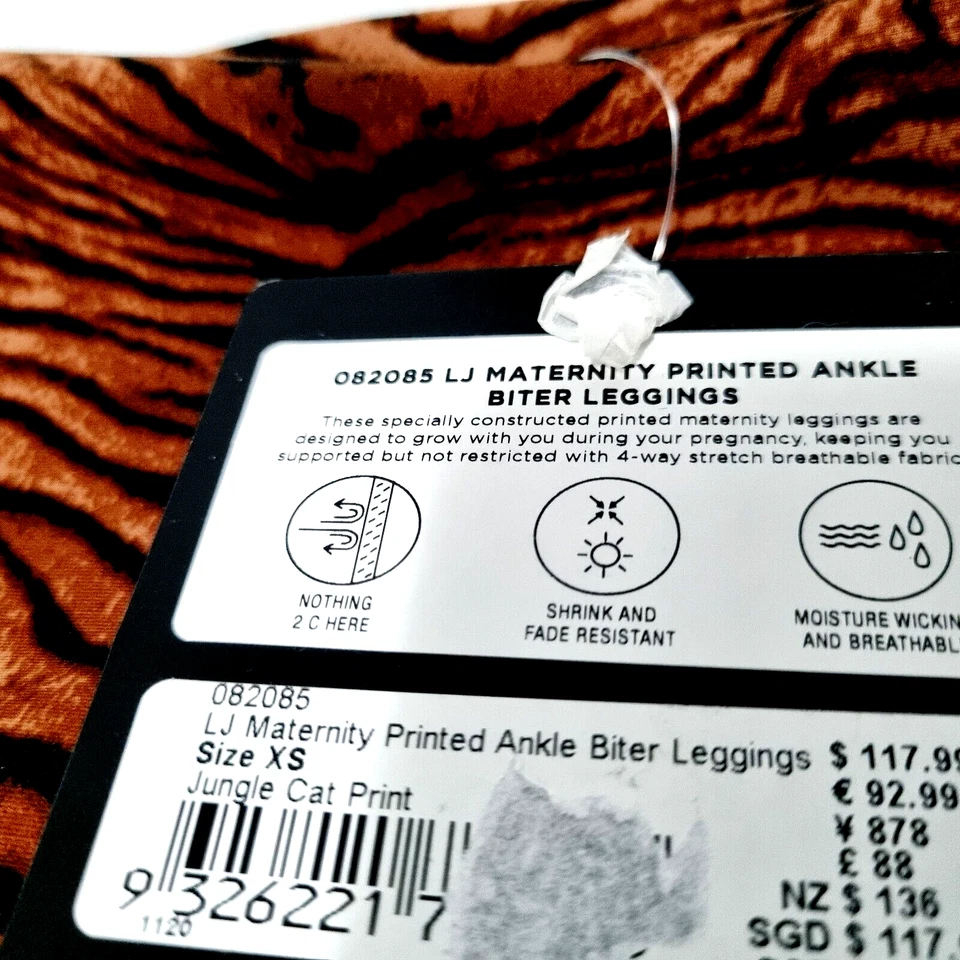 Lorna Jane Maternity Tights Ankle Biter Pants Tiger Striped Women Size XS - Image 4 of 4