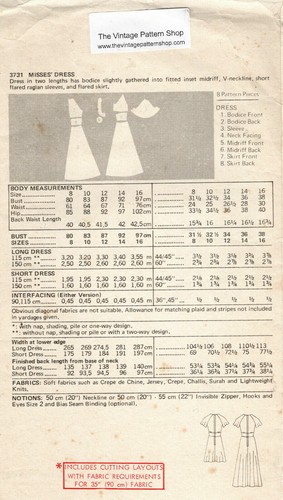 1976 Vintage Sewing Pattern B34" DRESS (1957) Butterick 3731 - Picture 2 of 3