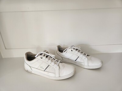 Lacoste Europa White Leather Sneakers Scale Detail Tennis Shoes