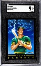 1991 Fleer Pro-Vision Jose Canseco, Oakland Athletics , SGC9  *Beautiful*