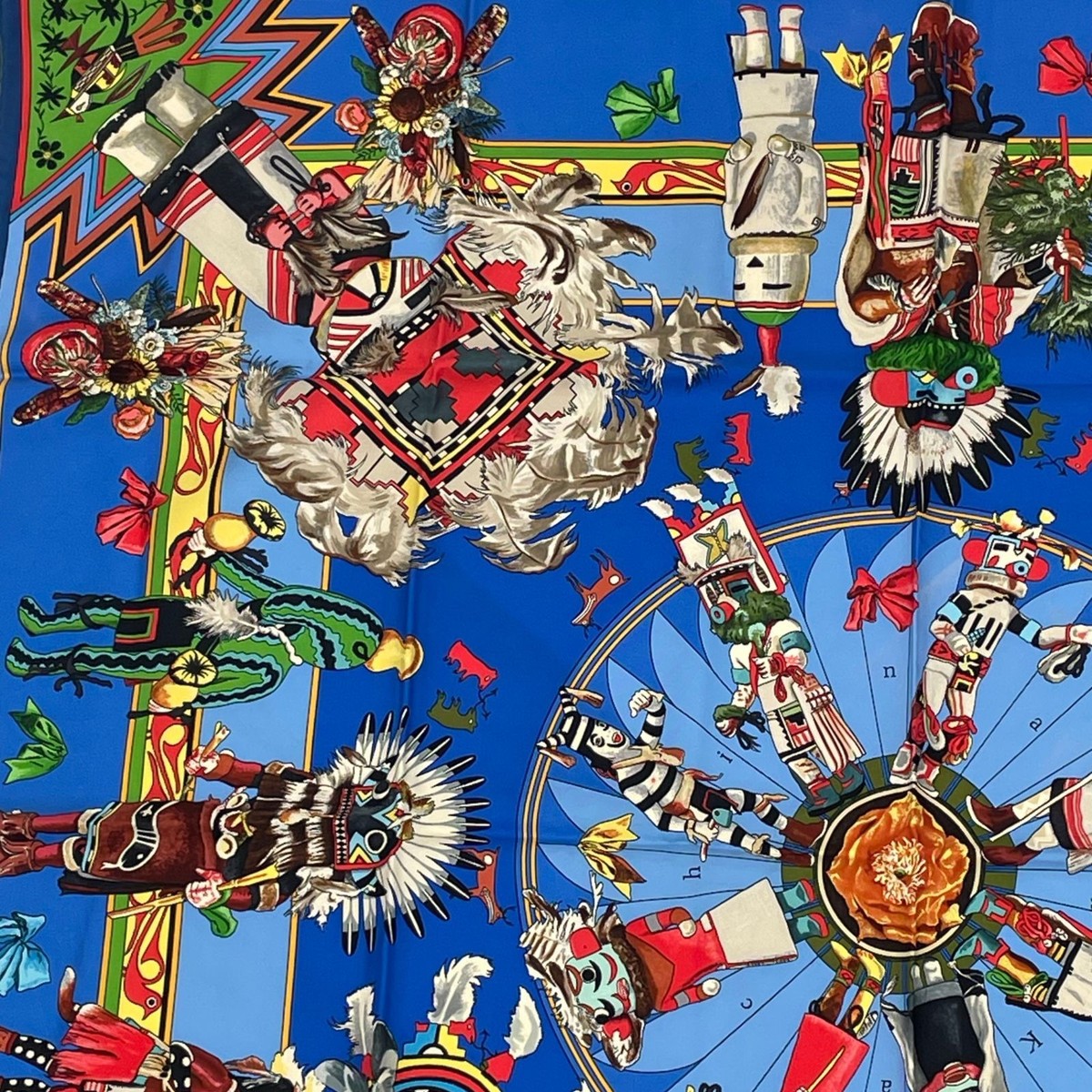 HERMÈS ネイティブアメリカン スカーフ 90cm HERMES Carre 90 Kachinas Native American Indian Hopi 100