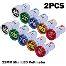 2PC DC 6-100V 22MM Mini LED Voltmeter Digital Display Voltage Meter Volt Tester