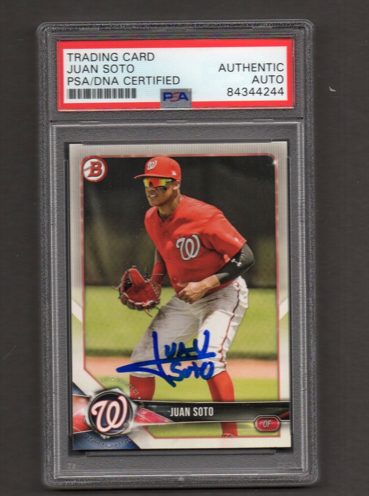 Juan Soto Signed Autographed 2018 Bowman #52 PSA DNA COA RC Very Early Sig Lot 1