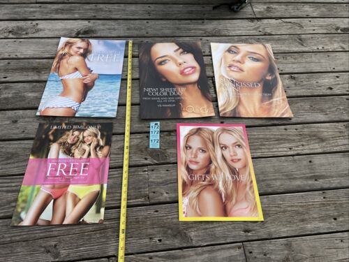 Lot Of 5 Authentic Victoria's Secret Posters Andrea Lima? Bra Pink Store Angels