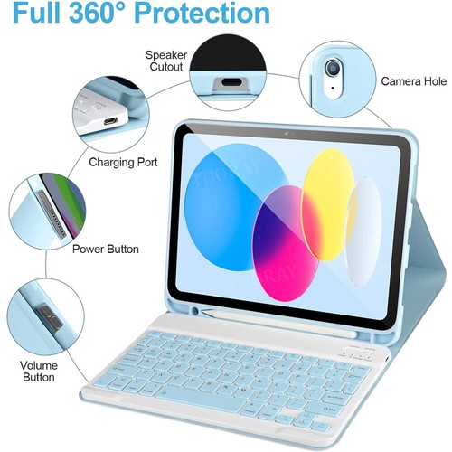 Keyboard Case Mouse For iPad 5/6/7/8/9/10/11th Gen Air 11 M3 2025 6/5/4th Pro 11 - Picture 53 of 64
