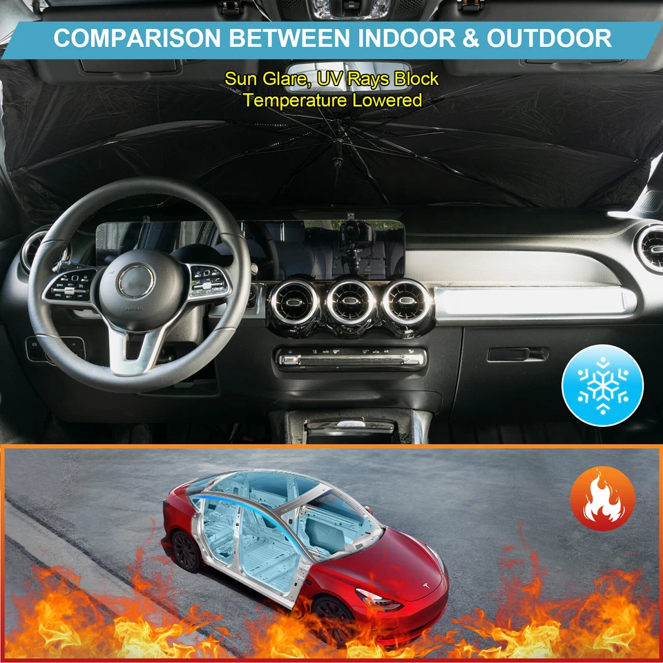 Parabrisas delantero de coche plegable parasol ventana parasol visera cubierta EE. UU. Foto 3 de 4