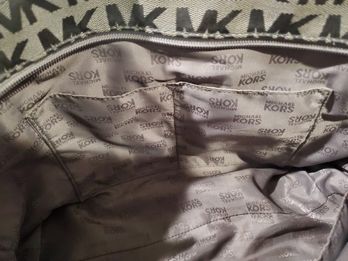 Michael Kors Signature Coated Canvas Grey With Chain Tote Bag NICE! - Picture 5 of 7