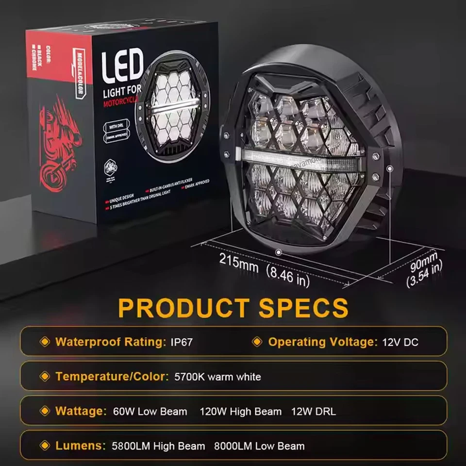 Upgrade 7" LED White DRL Headlight for Harley Street Glide ST 2006-23 Road King - Image 4 of 4