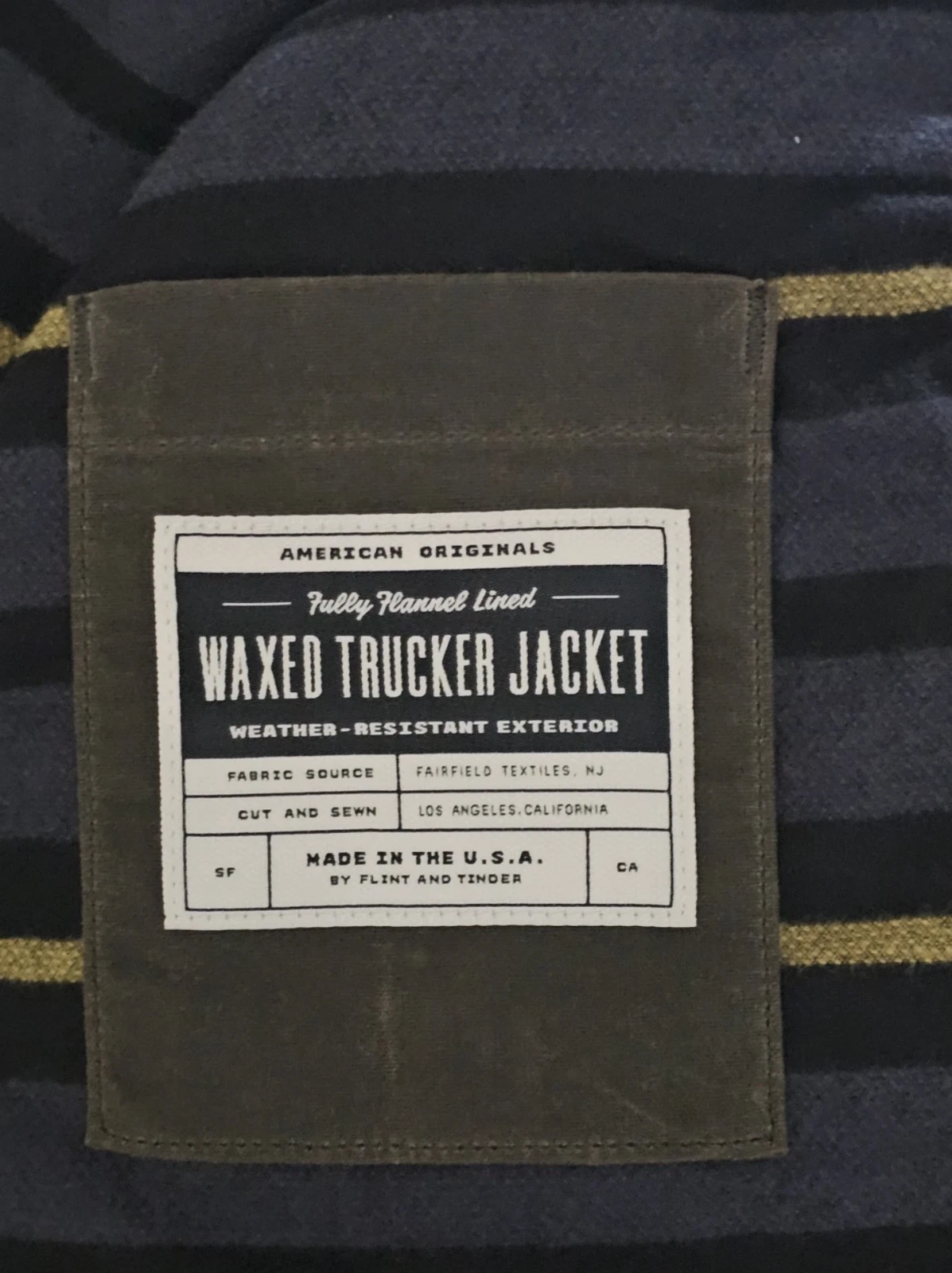 Flint And Tinder Men's Flannel Lined Waxed Trucker Jacket Size Small image 4
