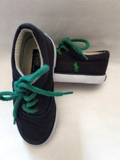 Polo Ralph Lauren Kids Size 9 Blue Green Canvas Tennis Shoes Sneakers Logo