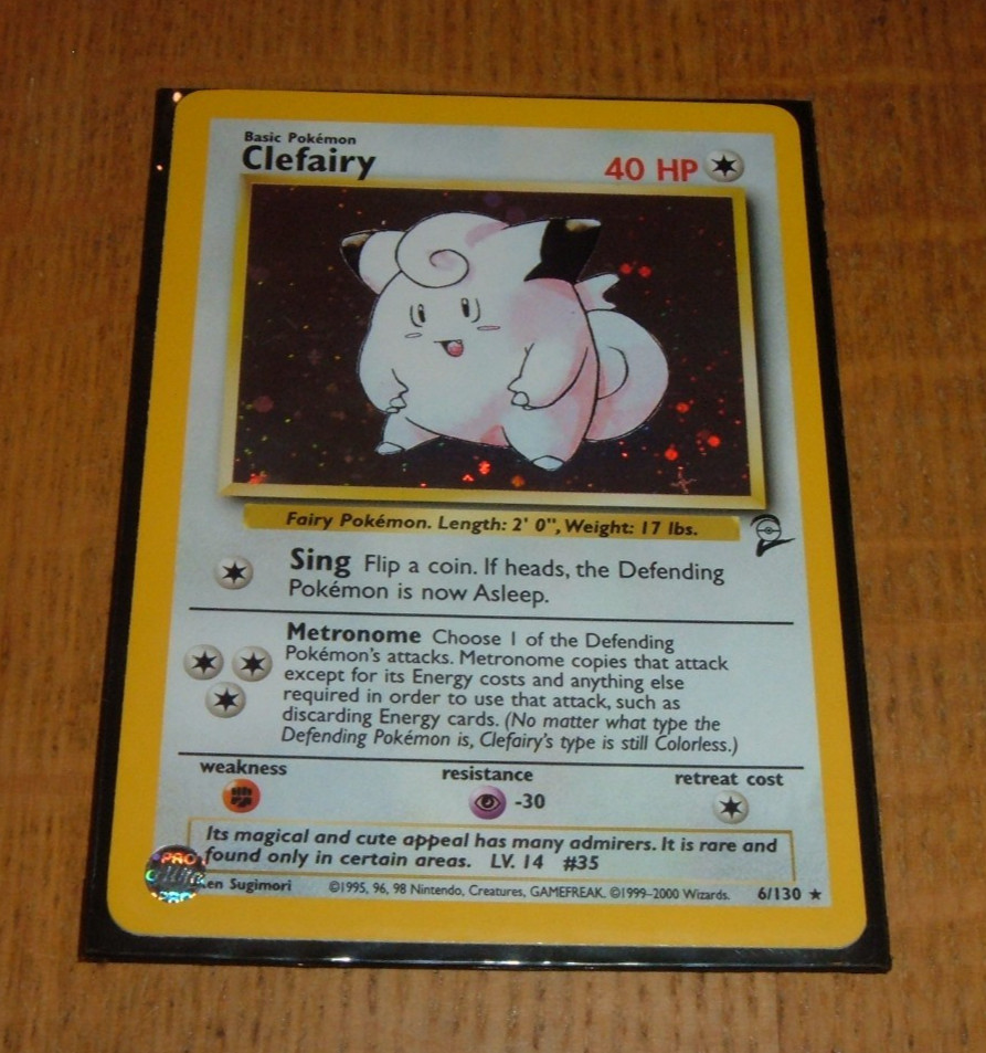 Pokemon Base 2 Clefairy TCG 6/130 Holo Card Near Mint
