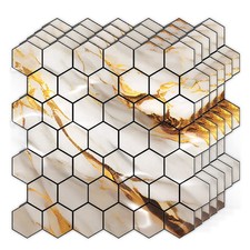 20pcs Hexagon Peel Stick Wallpaper,Golden Contact Paper Backsplash Tile Sticker