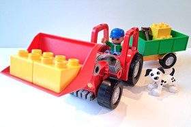 LEGO DUPLO 5647 Big Tractor &ndash; 100% Complete Set with Farmer, Dog & Trailer