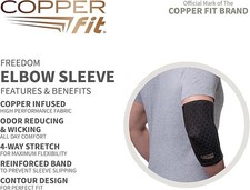 Copper Fit Freedom Copper Infused Compression Elbow Sleeve -Large