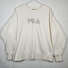 FILA Women's Pullover Crewneck Sweatshirt Ivory Size XXL